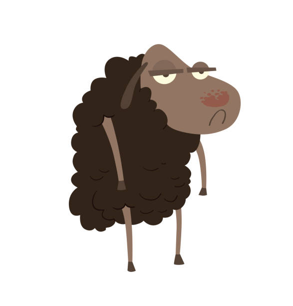 Funny Sad Black Sheep Stock Illustration - Download Image Now -  Agriculture, Animal, Animal Body Part - iStock