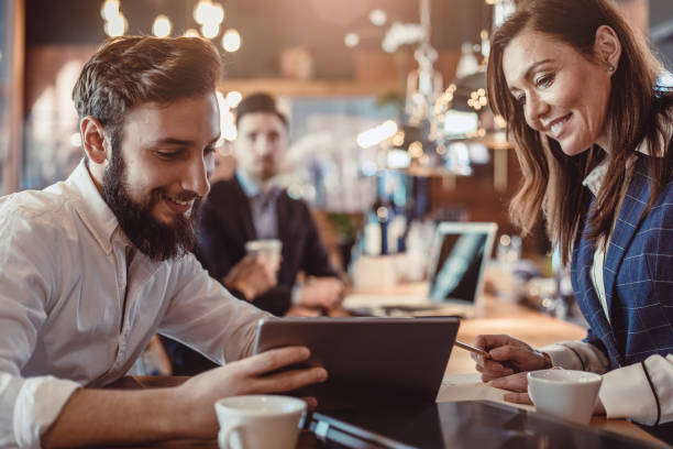 istock Business People Discussing Work at Cafe Restaurant 888793152