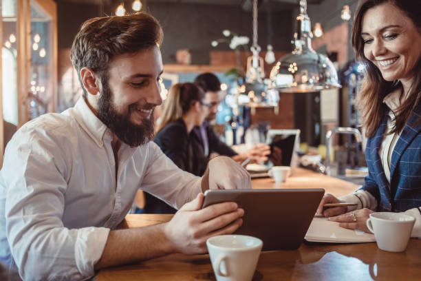 istock Business People Discussing Work at Cafe Restaurant 888793182