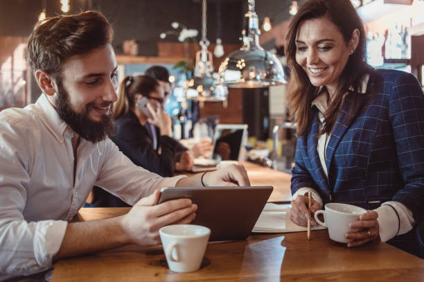 istock Business People Discussing Work at Cafe Restaurant 888793660