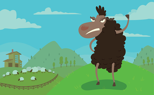 Card Funny Angry Black Sheep Stock Illustration - Download Image Now -  Aggression, Agricultural Field, Agriculture - iStock