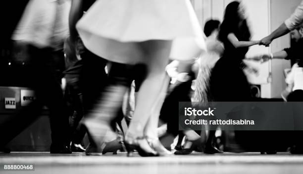 Low Section Of Vintage Style Photography People Dancing Stock Photo - Download Image Now