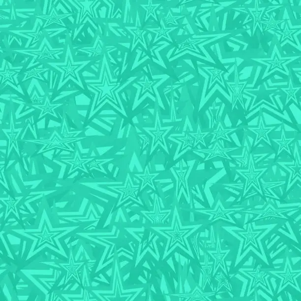 Vector illustration of Turquoise seamless star pattern background