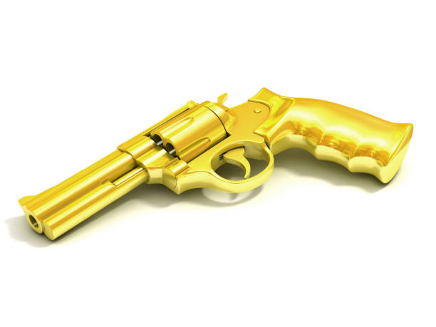 istock golden gun 3d isolated illustration 888801826