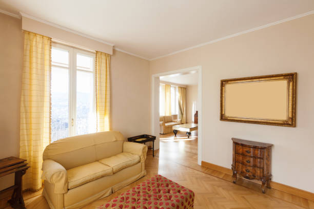 istock Noble living room with fireplace 888805348