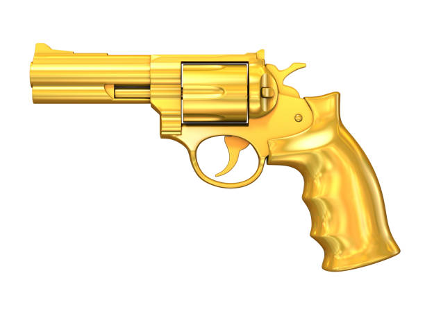 istock golden gun 3d isolated illustration 888807016