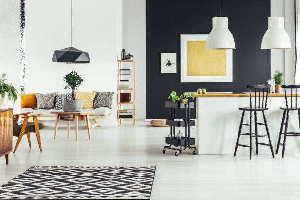 istock Multifunctional chic living room 888812536