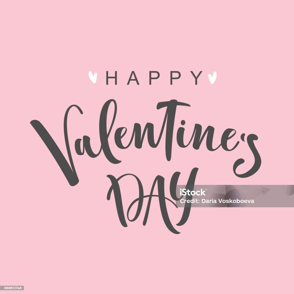 Happy Valentines Day card with calligraphy. Valentine's Day - Holiday stock vector