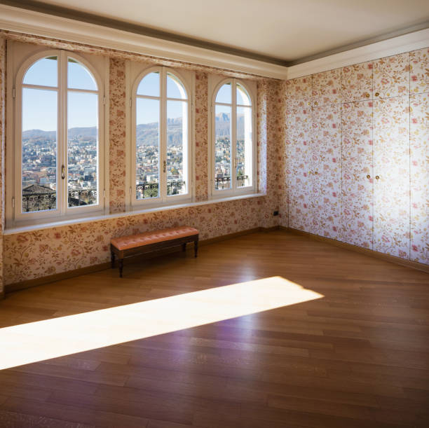 istock Retro room with floral wallpaper 888836502
