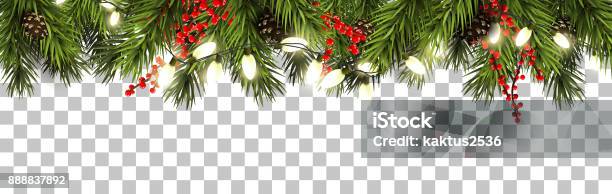 Christmas Border With Fir Branches And Pine Cones Stock Illustration - Download Image Now - Christmas, Floral Garland, Border - Frame