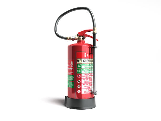 istock wet chemical Fire extinguisher 3d render on white background 888838472