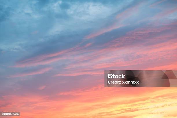 Colorful Clouds On Dramatic Sunset Sky Stock Photo - Download Image Now - Sky, Sunset, Pink Color