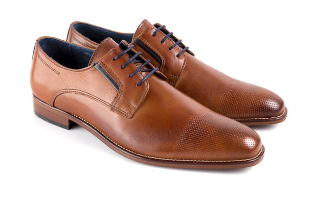 istock Male brown leather elegant shoe on white background 888846936