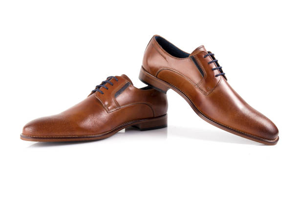 istock Male brown leather elegant shoe on white background 888852002