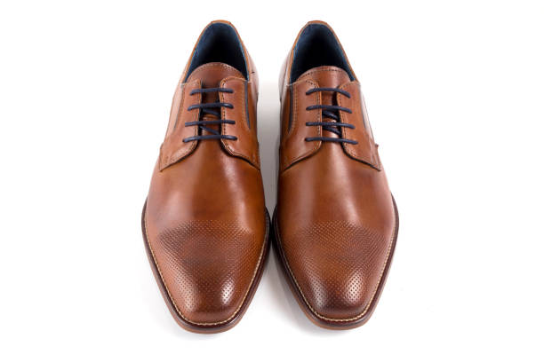 istock Male brown leather elegant shoe on white background 888852496
