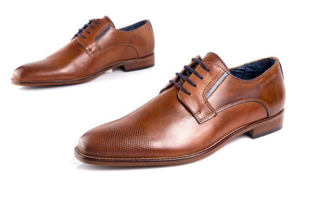 istock Male brown leather elegant shoe on white background 888853022