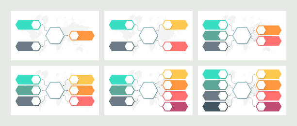 ilustrações, clipart, desenhos animados e ícones de infográfico de negócios. organogramas com 3, 4, 5, 6, 7, 8 opções. modelos de vetor. - eight objects