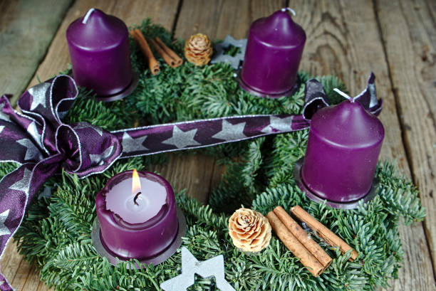 istock Christmas candlestick with burning candle 888866902