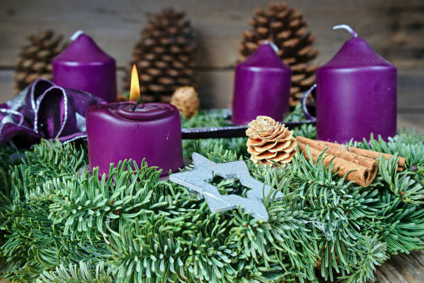 istock Christmas candlestick with burning candle 888866972