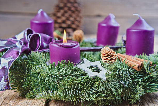 istock Christmas candlestick with burning candle 888867408