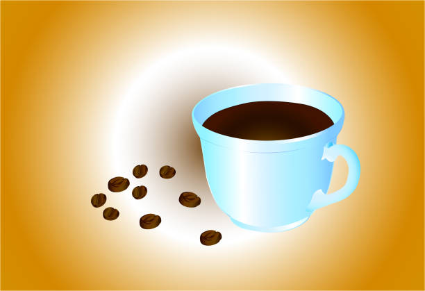 ilustraciones, imágenes clip art, dibujos animados e iconos de stock de una taza de café con granos de café dispersas, sobre el trasfondo de "café con leche. - white background stack heap food and drink