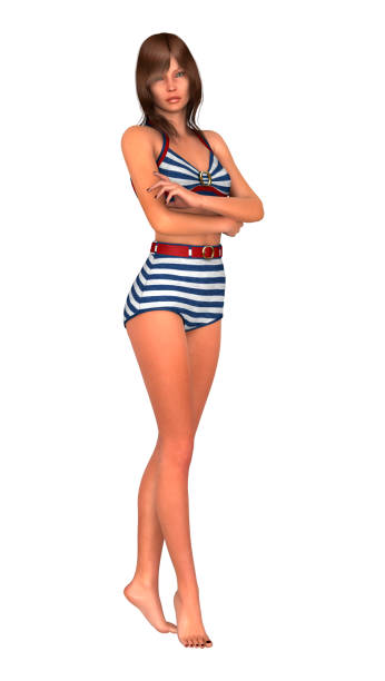 istock 3D render beautiful young woman on white 888878116