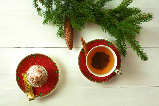 istock winter cup of tea and Christmas decorations 888888892
