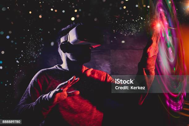 Men Using Virtual Reality Glasses Stock Photo - Download Image Now - Virtual Reality Simulator, Virtual Reality, Augmented Reality