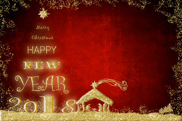 istock Happy New Year 2018 greeting card. 888893356