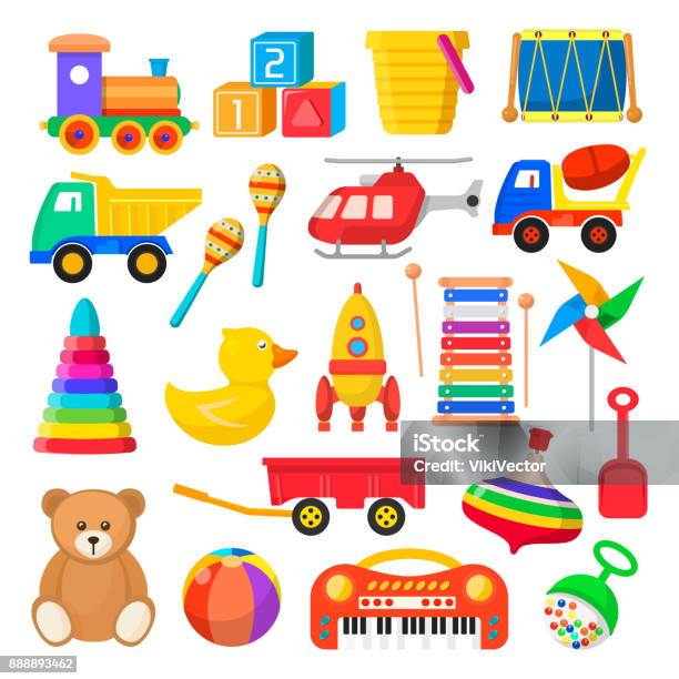 Baby Toy Set Stock Illustration - Download Image Now - Toy, Child, Leisure Games