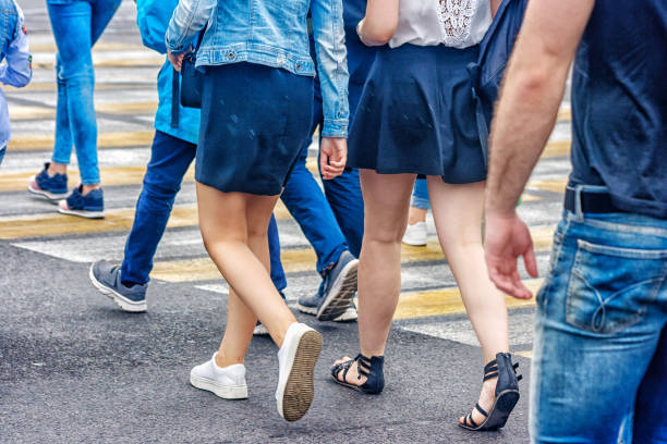 istock people walking on a pedestrian crossing 888900416