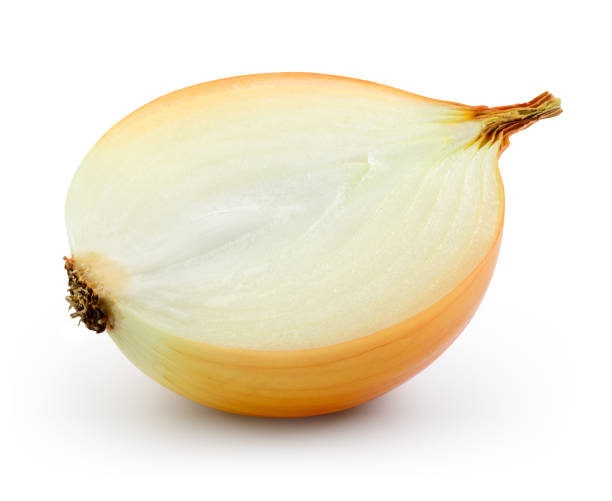 istock Onion bulb. Onion half isolated on white. With clipping path. 888907198