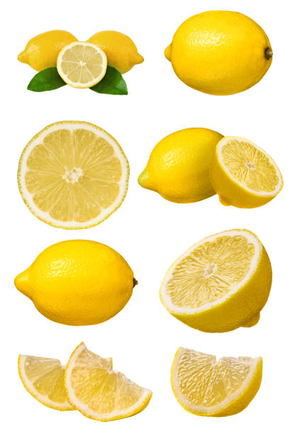 istock Set of fresh lemons with leaves 888907434