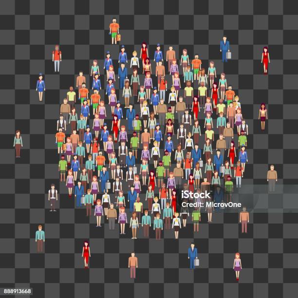 Large People Crowd In Circle Shape Society People Community Isolated On Transparent Background Stock Illustration - Download Image Now