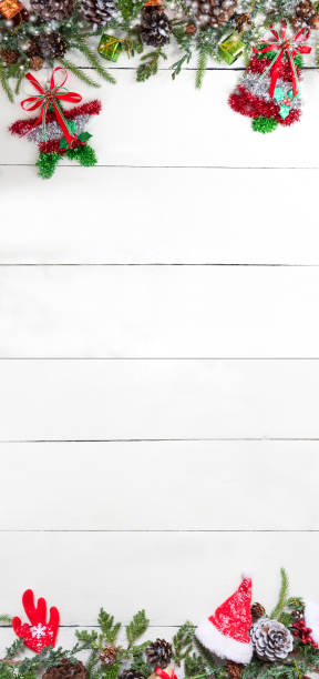 istock Christmas and New Year on white. Copy space for text on wood background. 888914142