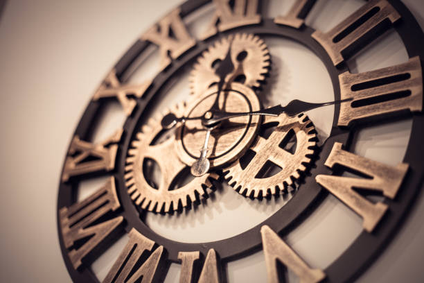 istock Antique gold wall clock, on-sight mechanism 888917044