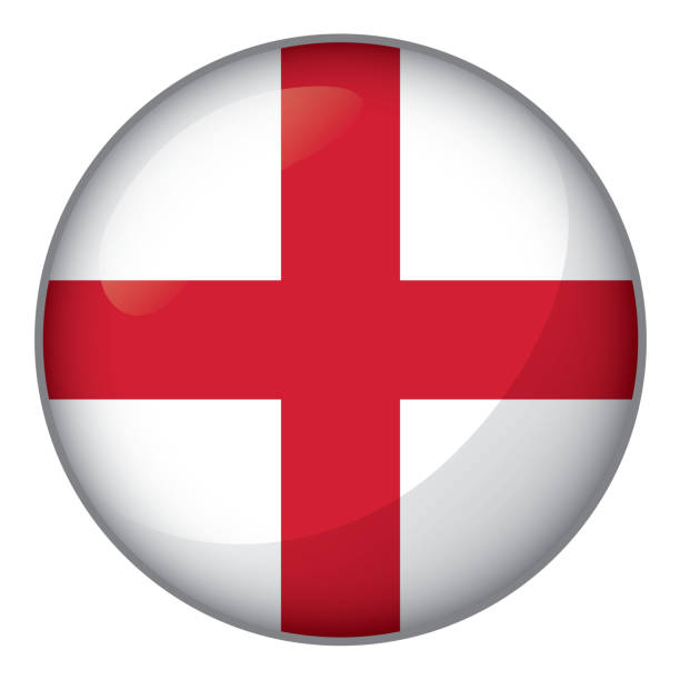 ilustrações, clipart, desenhos animados e ícones de ícone representando a bandeira do botão da inglaterra. ideal para catálogos de materiais institucionais e geografia - england map soccer soccer ball