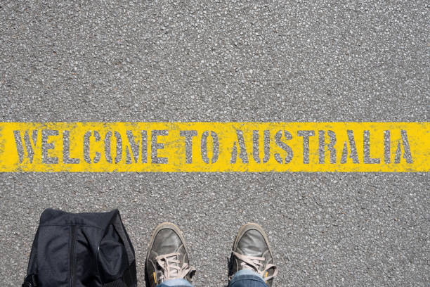 istock A man with a suitcase stands on the border with Australia 888929092