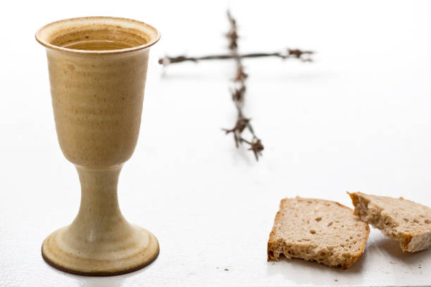 istock Chalice Of Wine With Bread On The Table 888941318