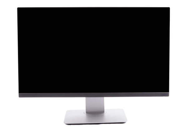 istock Modern computer monitor with black screen isolated 888946926