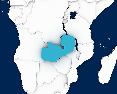 zambia map 3D illustration