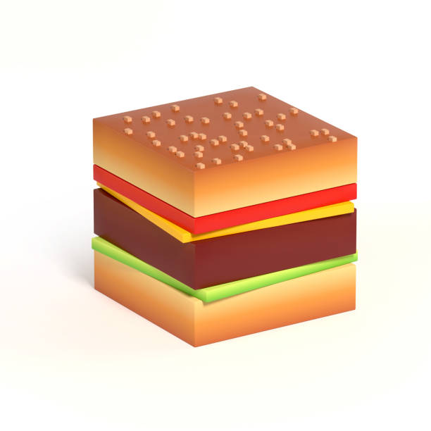 Cubical hamburger 3d icon isolated illustration