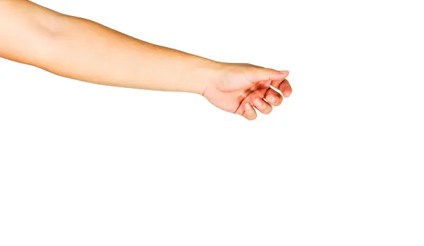 Gesture of reaching to grasp objects. Clipping path inside.
