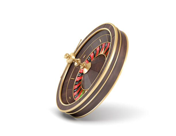 3d рендеринг изолированной деревянной рулетки казино с золотыми украшениями на белом фоне - roulette roulette wheel wheel isolated стоковые фото и изображения