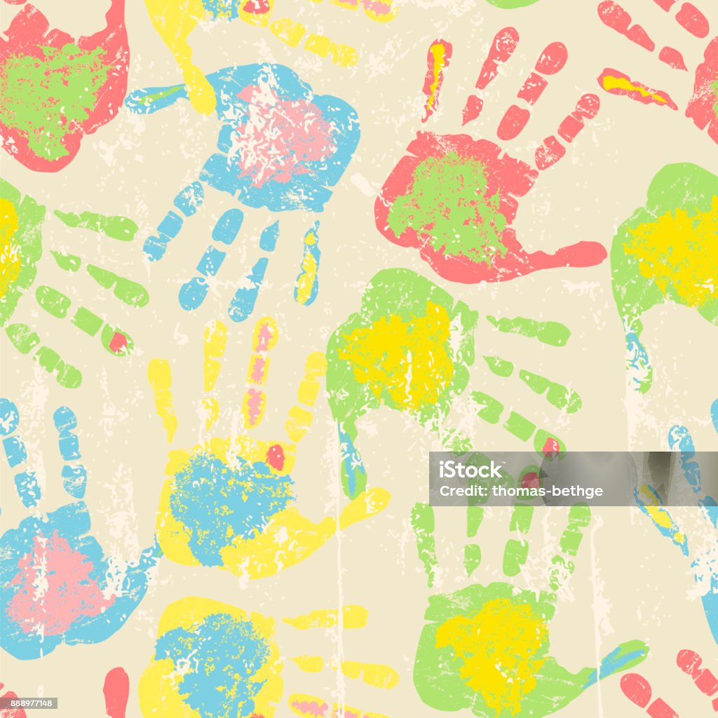 Copy Hand Pattern Thing Prints Of Hands Seamless Pattern Stock Illustration - Download Image ...