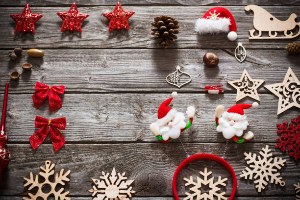 istock Christmas collection on old  wooden background 888977808