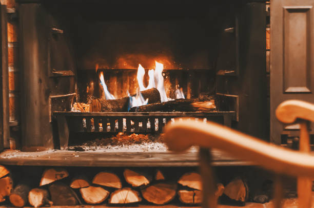 Rocking chair near the fireplace
