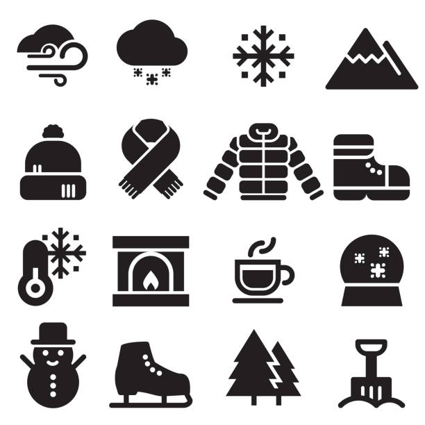 winter-icons [black edition] - edition stock-grafiken, -clipart, -cartoons und -symbole