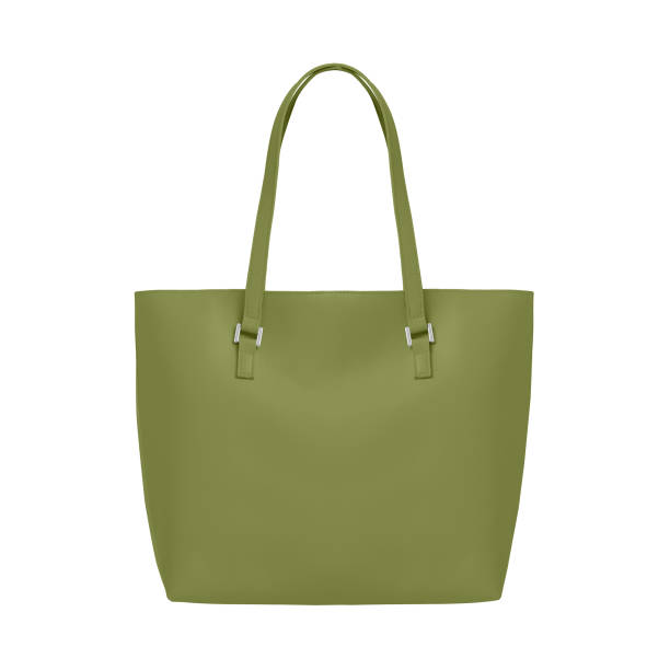 Khaki elegant trendy leather tote shoulder bag isolated white