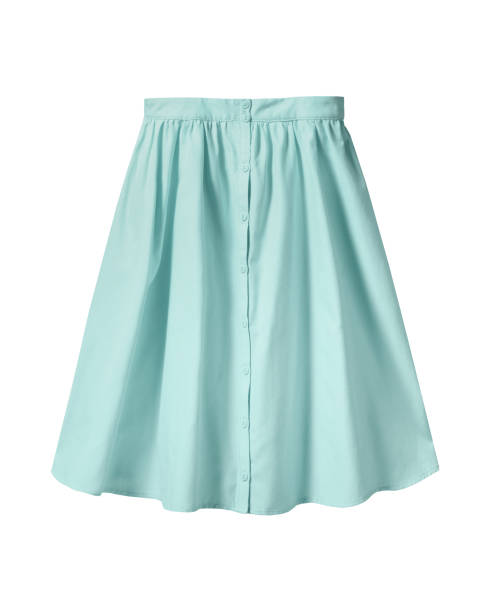 istock Turquoise light summer skirt with buttons isolated on white 888988484